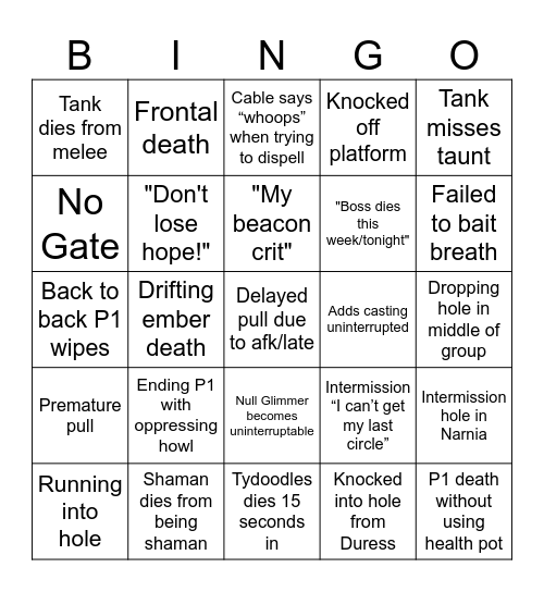 Sarkareth Bingo Card