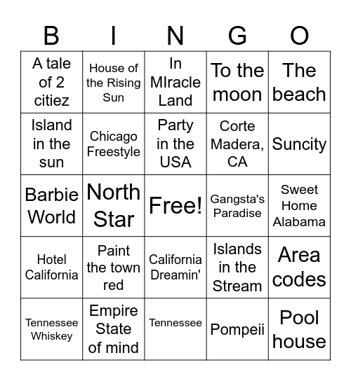 places to be, people to see Bingo Card