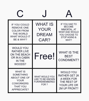 ICE BREAKER BINGO Card