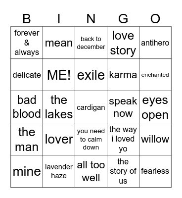 littlexile Bingo Card