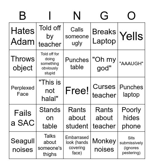 Jawad Bingo Card