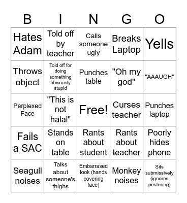 Jawad Bingo Card
