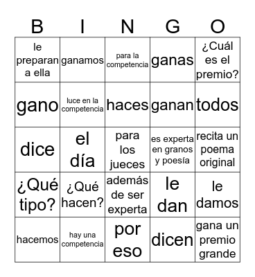 Gabi 9 Bingo Card