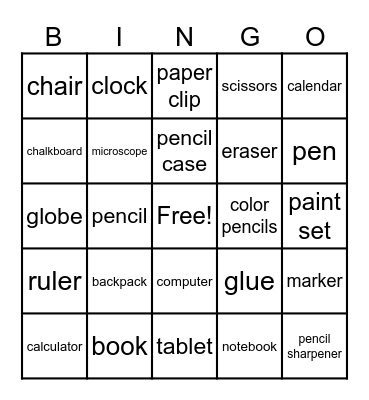 CLASSROOM Bingo Card