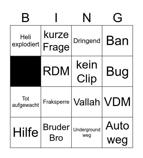 Support Bingo Card