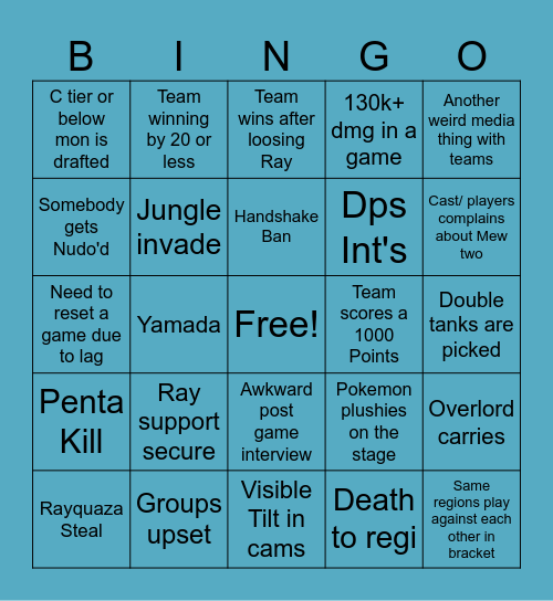 2023 Worlds Bingo Card