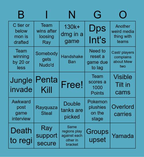 2023 Worlds Bingo Card