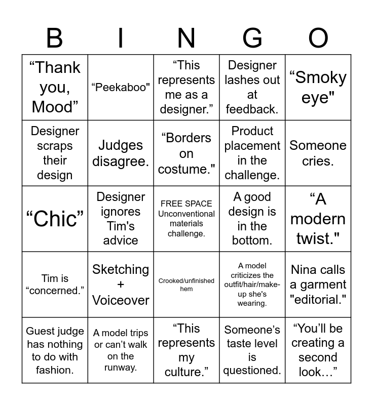 Project Bingo Card