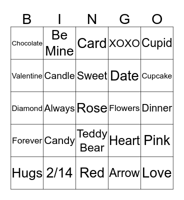 HAPPY VALENTINE' DAY Bingo Card