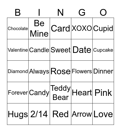 HAPPY VALENTINE' DAY Bingo Card