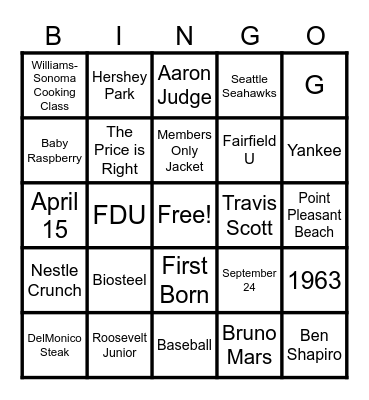 Christopher & Ethan Bingo Card