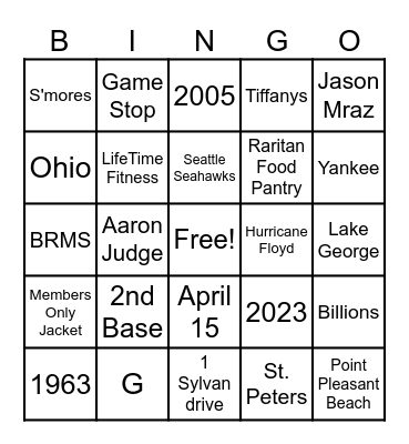 Christopher 60th & Ethan College Send Off Bingo Card