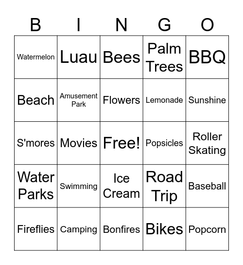 Summer Bingo Card