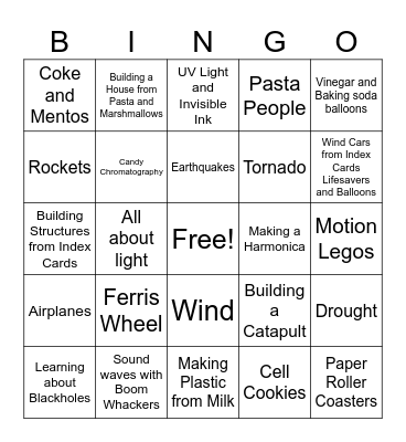 STEM SUMMER 2023 BINGO!!! Bingo Card