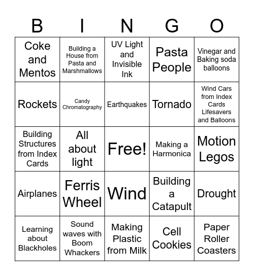 STEM SUMMER 2023 BINGO!!! Bingo Card