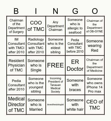 Name of Participant: __________________________________ Bingo Card