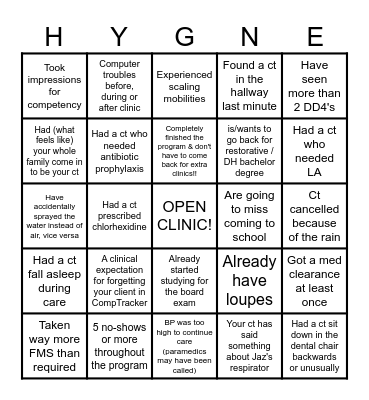 DH "BINGO" Bingo Card