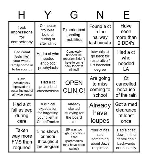 DH "BINGO" Bingo Card