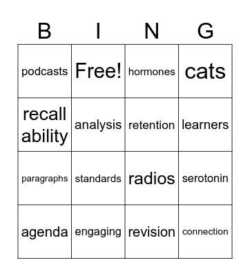 Learning with Games...More than just fun Bingo Card
