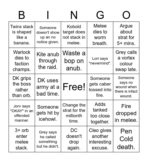 TOGC v1 Bingo Card