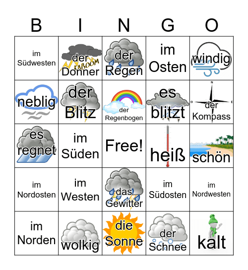 das Wetter 1 Bingo Card