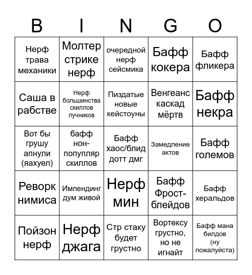 Bingo 3.22 ot Alexandra Bingo Card