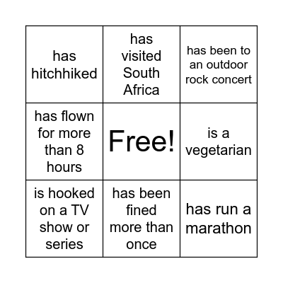 FIND SOMEONE WHO.... Bingo Card