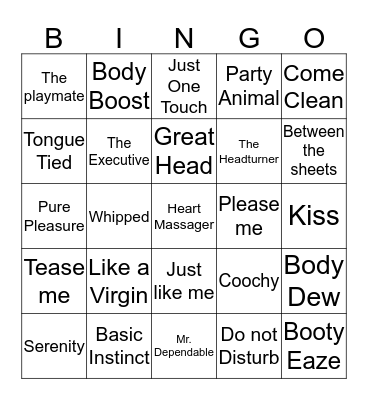 Pure Romance Bingo Card