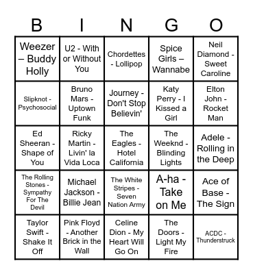 MUSIC BINGO Card