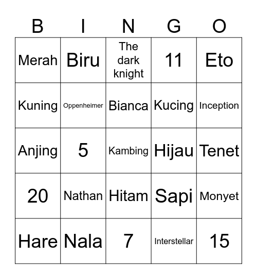 Lalau Bingo Card