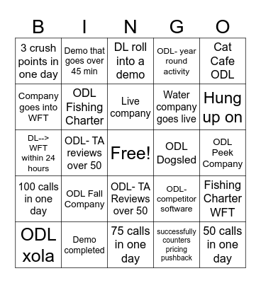 Game Bingo Card