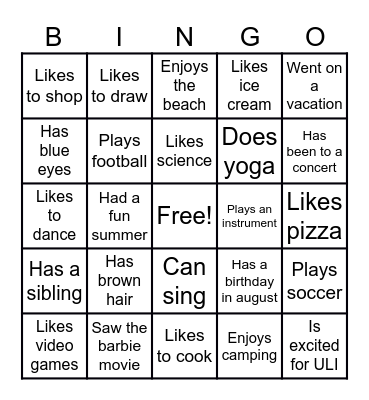 ICE BREAKER BINGO Card