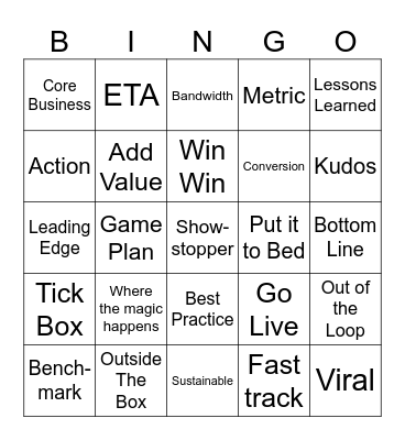 Corporate Bingo Card