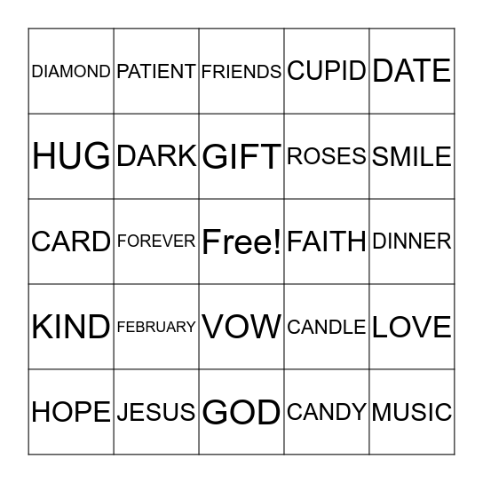 Valentine's Bingo!  Bingo Card