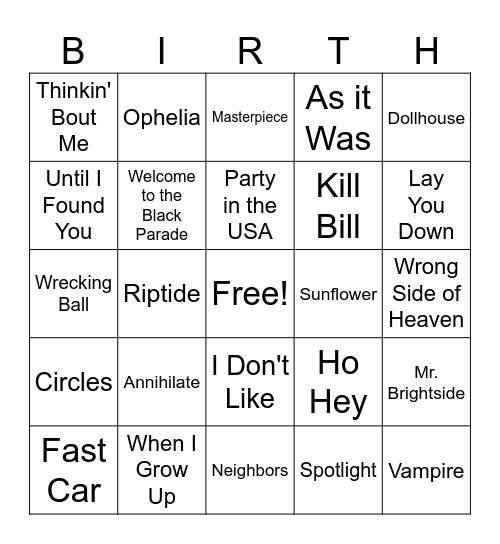 BIrthday Bingo Card