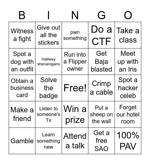 DEF CON 31 Bingo Card