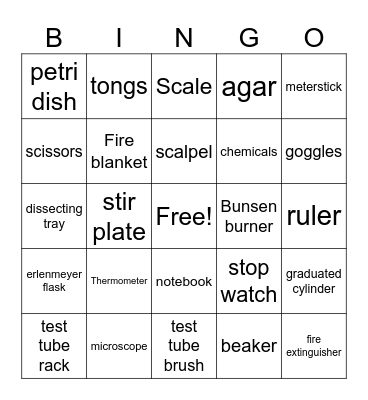 Lab Bingo Card