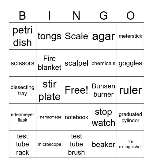 Lab Bingo Card