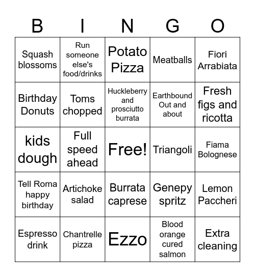 Katie's Bingo! Bingo Card