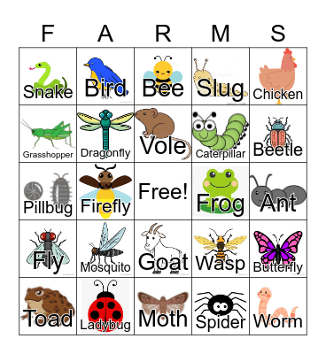 Animal Bingo Card