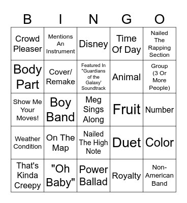 Karaoke Bingo Card