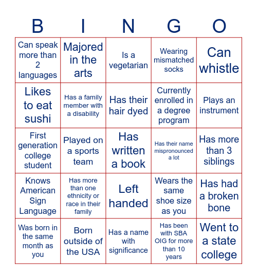 OIG Bingo! Bingo Card