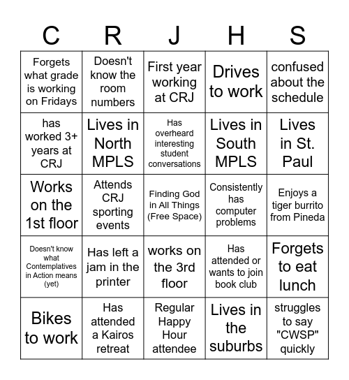 Cristo Rey Bingo Card