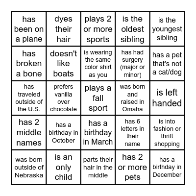 Find someone who... Bingo Card