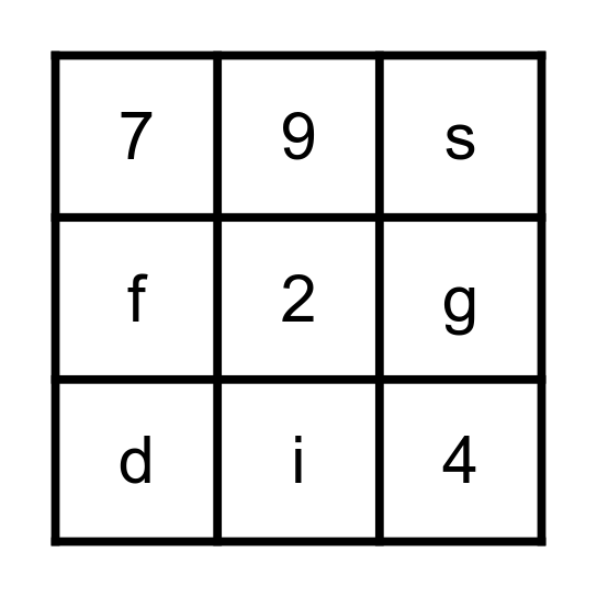 Letters and Numbers Bingo Card