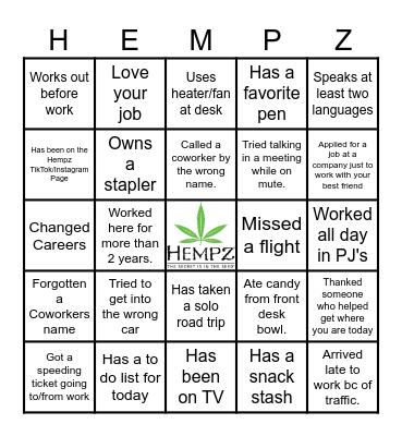 HEMPZ BINGO Card