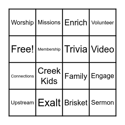 Currey Creek Bingo Card