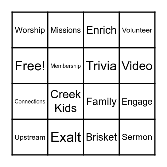 Currey Creek Bingo Card