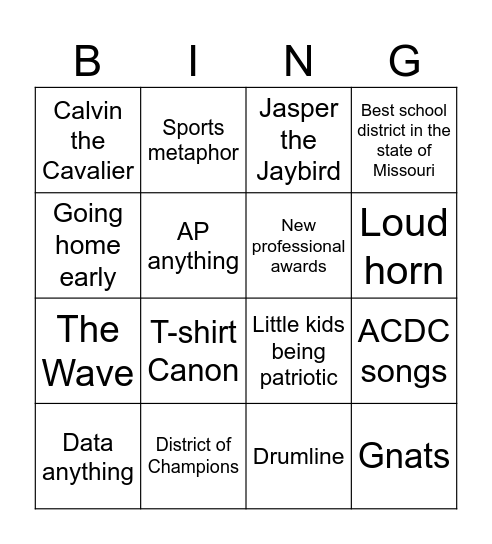 Opening Session Bingo Card