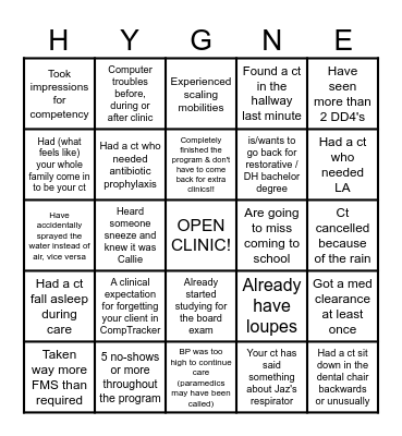 DH "BINGO" Bingo Card